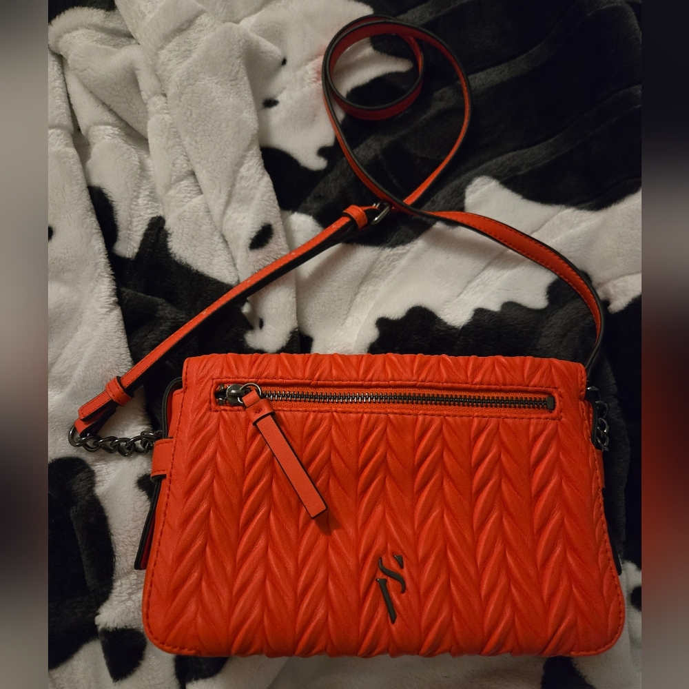 Vera Wang Orange Quilted Crossbody Bag